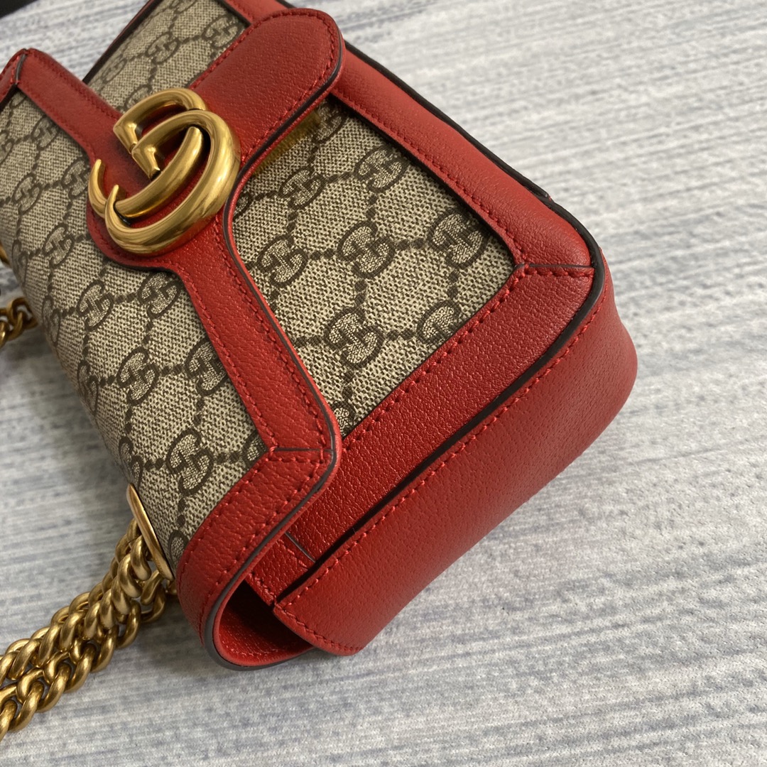 Gucci GG Marmont Matelasse Mini Shoulder Bag 446744 Red